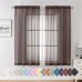 Chocolate Sheer Curtains 63 Inches Long 2 Panels, Solid Voile Top Dual Rod Pockets Stylish Breathable Drapes Window Treatment for Kid's Room/Bedroom/Living Room, 40W x 63L, Chocolate Brown
