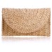 COOKOOKY Straw Clutch Handbag Summer Beach Straw Purse for Women woven Envelope Bag