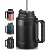 CIVAGO 50 oz Insulated Tumbler Mug with Lid and Straw, Vacuum Travel Coffee Mug with Handle, Double Wall Stainless Steel Water Cup Bottle, Black