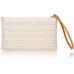COOKOOKY Womens Straw Clutch Bag Bohemian Summer Beach Straw Purse Zipper Wristlet Wallets for Women