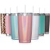 CIVAGO 20oz Insulated Stainless Steel Tumbler, Coffee Tumbler with Lid and Straw, Double Wall Vacuum Leak-proof Travel Coffee Mug, Powder Coated Tumbler Cup(Pink Shimmer,1)